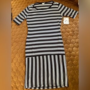 NWT LuLaRoe "Julia" Black and Pale Blue Sheath Midi Dress